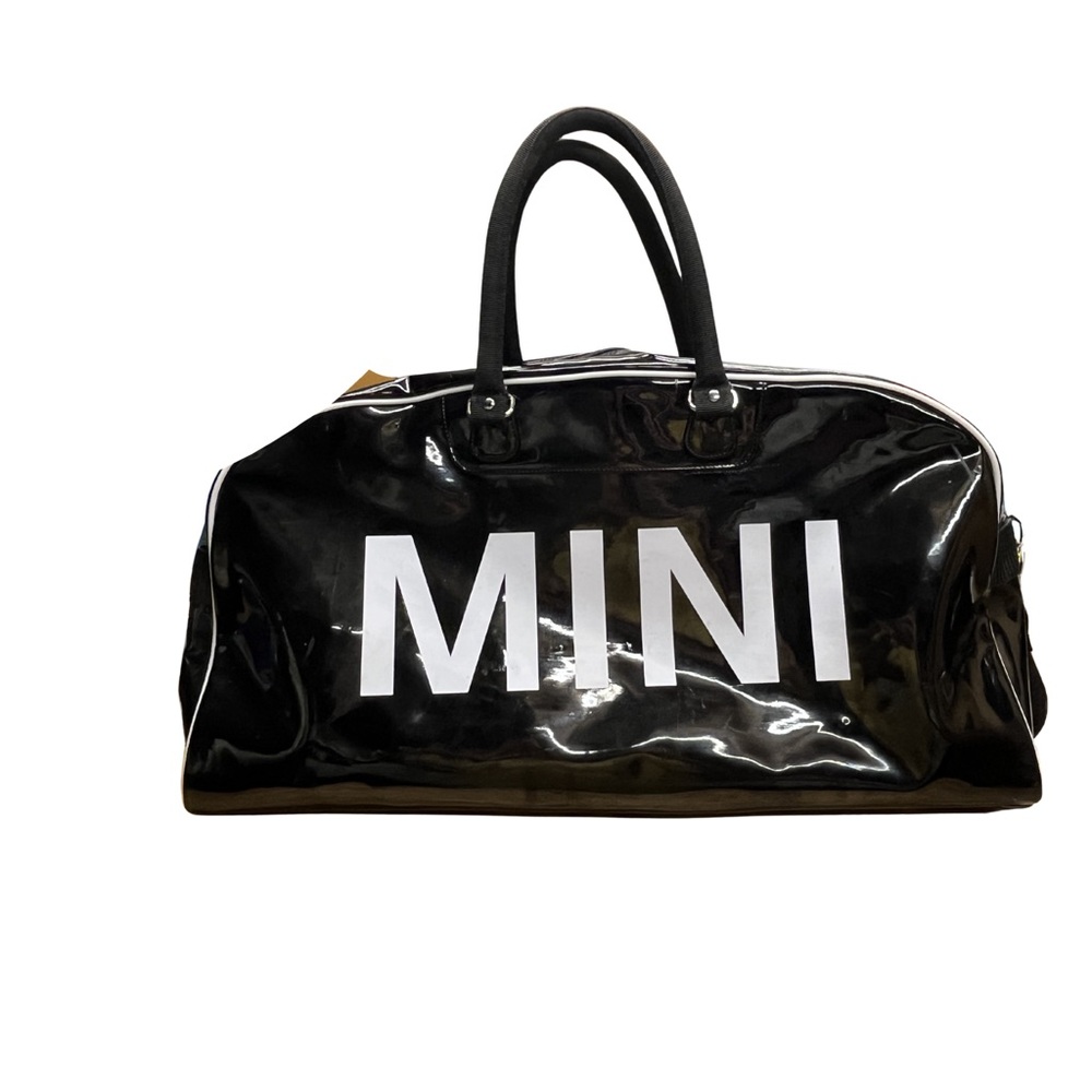 MINI Cooper Large Black Patent Duffel Weekender Bag Like New